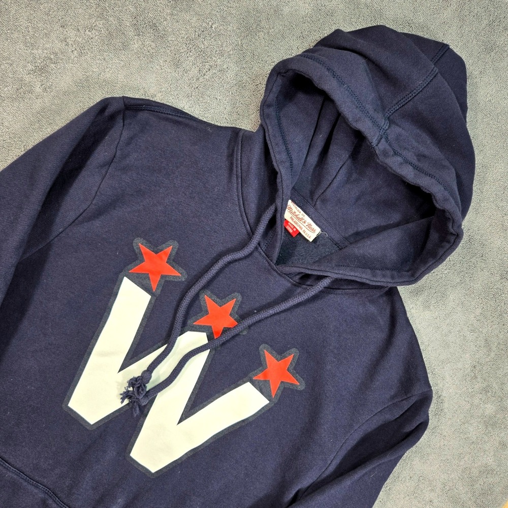 Mitchell & Ness Hoodie Mens Small Navy Blue Excellent Washington Wizards Logo